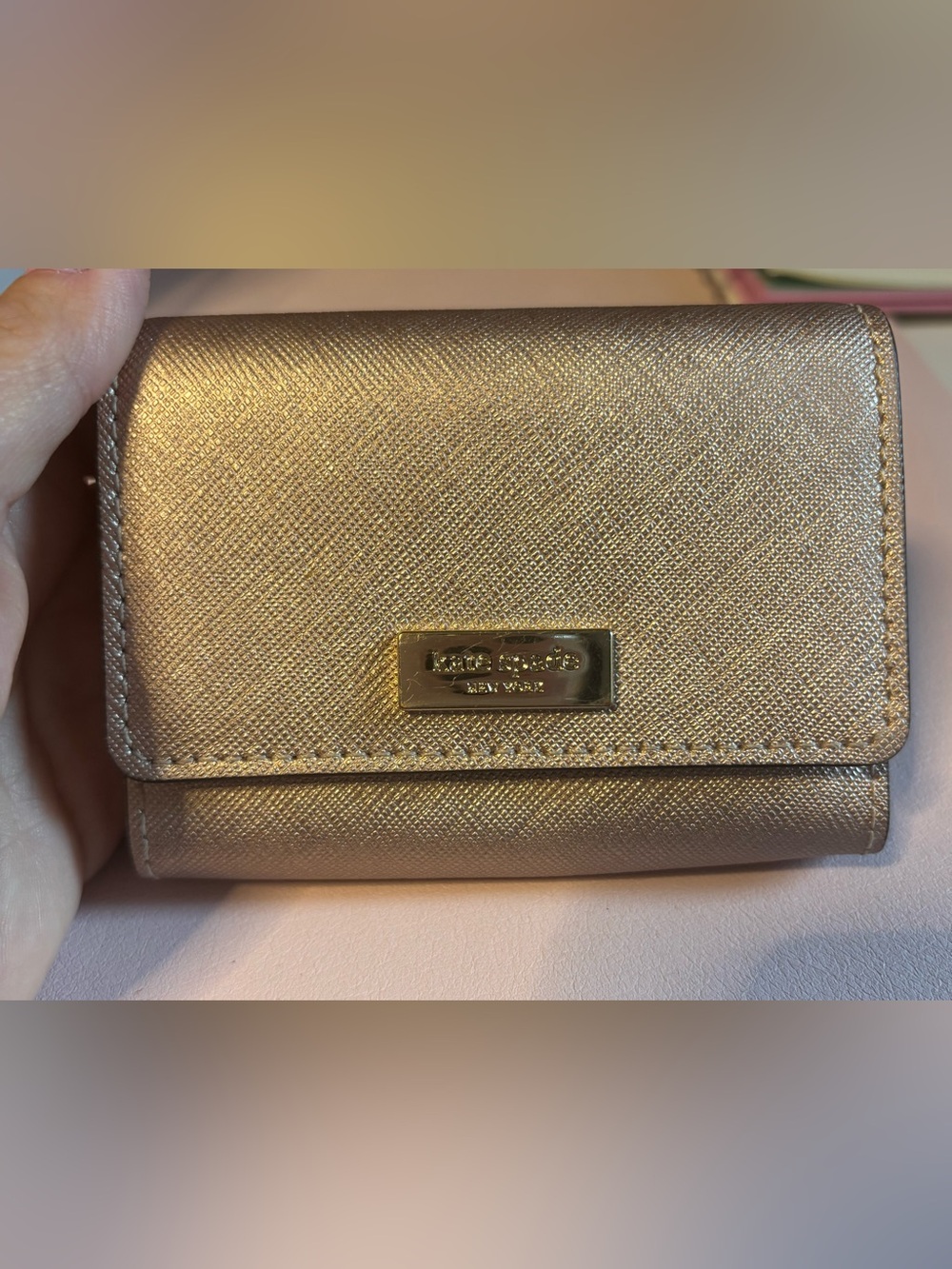 Kate Spade Rose Gold Saffiano leather wallet
